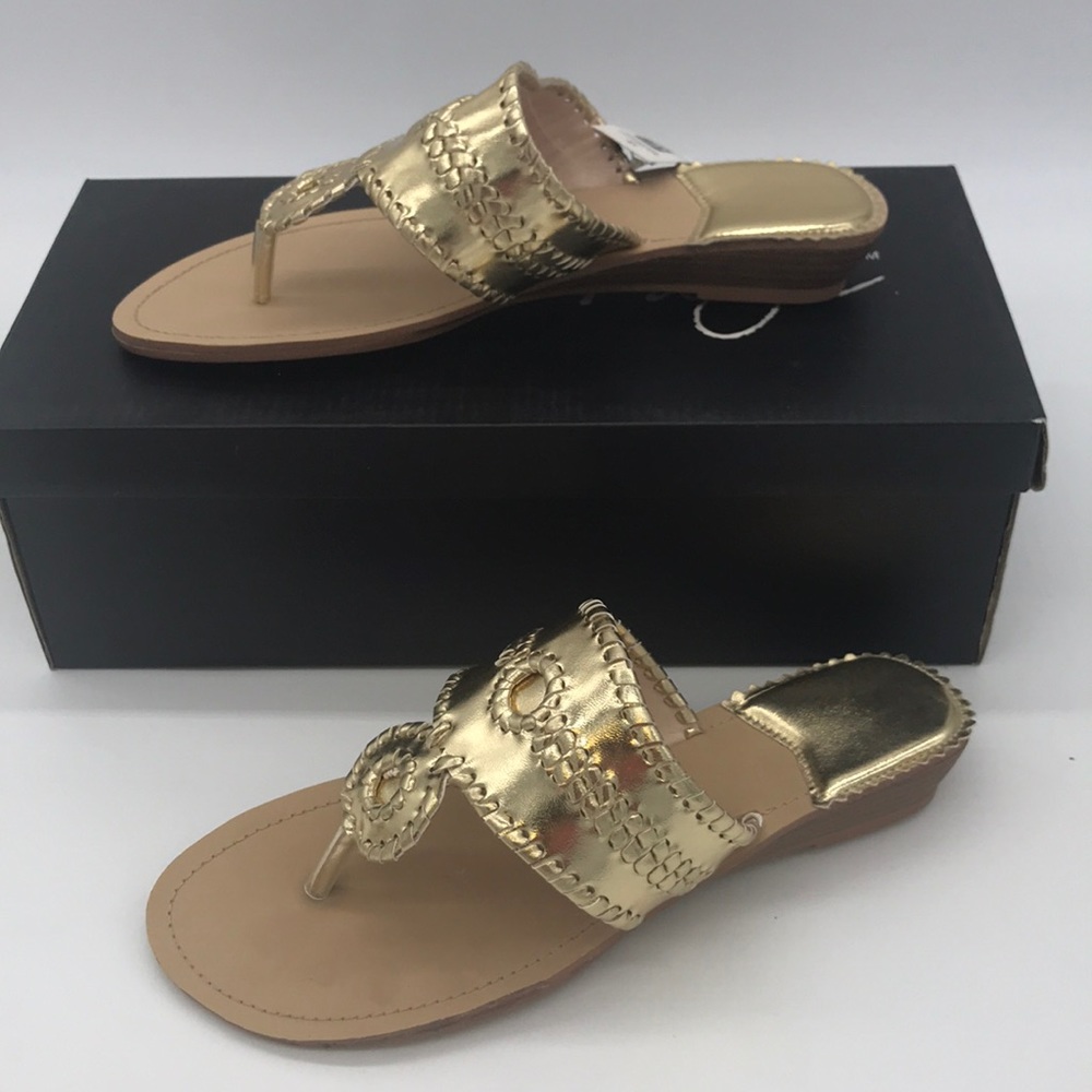 Charlie Paige shiny gold thong toe sandals Flats